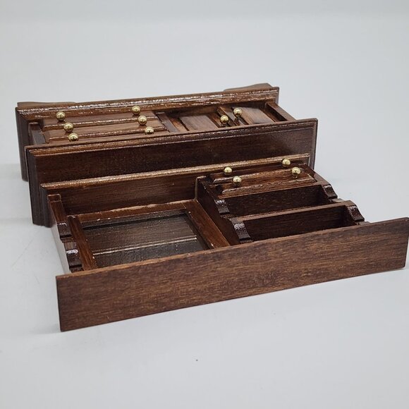 Vintage Concord Miniatures Wooden China Cabinet With Drawers & Mirror 1:1 Scale - Picture 10 of 10